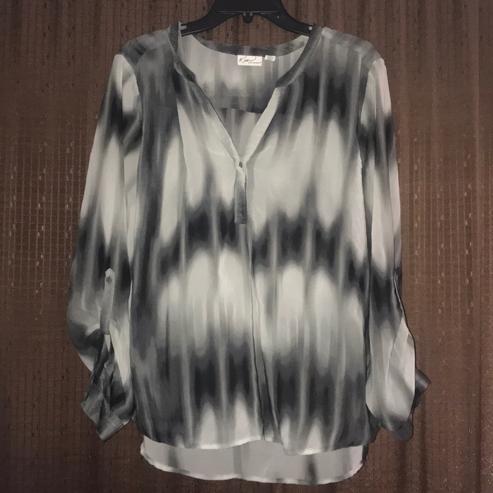 Sheer black and white blouse